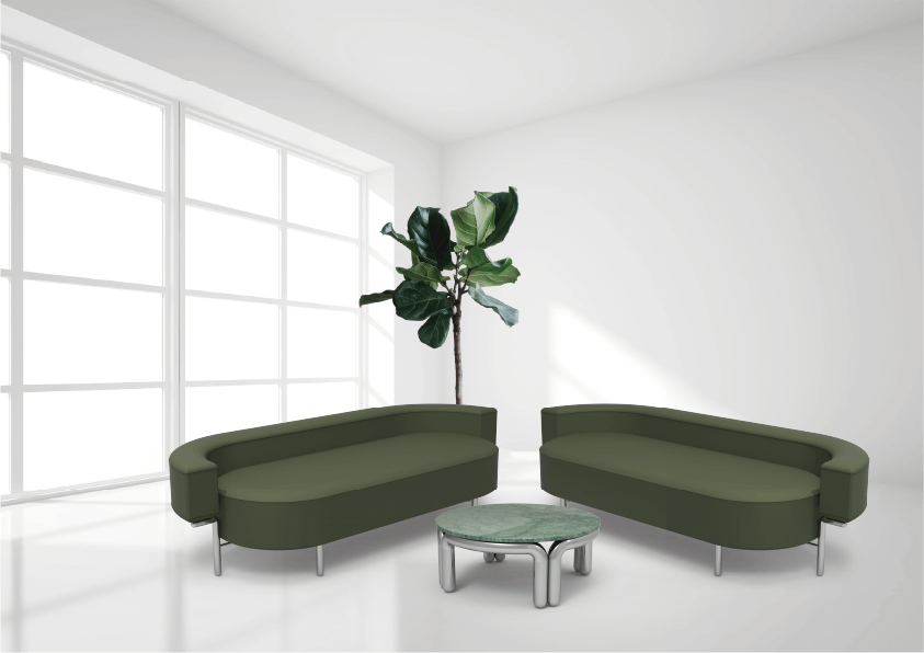 Loungesofaer med grønt bord